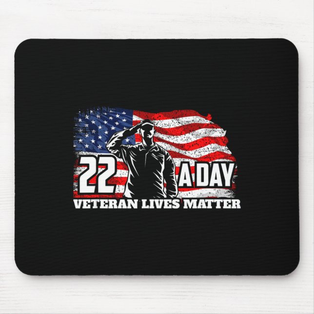 22 Per Day Veteran Lives Suicide Awareness Usa Fla Mouse Mat (Front)