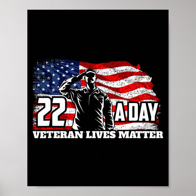 22 Per Day Veteran Lives Suicide Awareness Usa Fla Poster (Front)