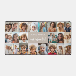 22 Photo Collage - Minimal Grid with Text Center Desk Mat