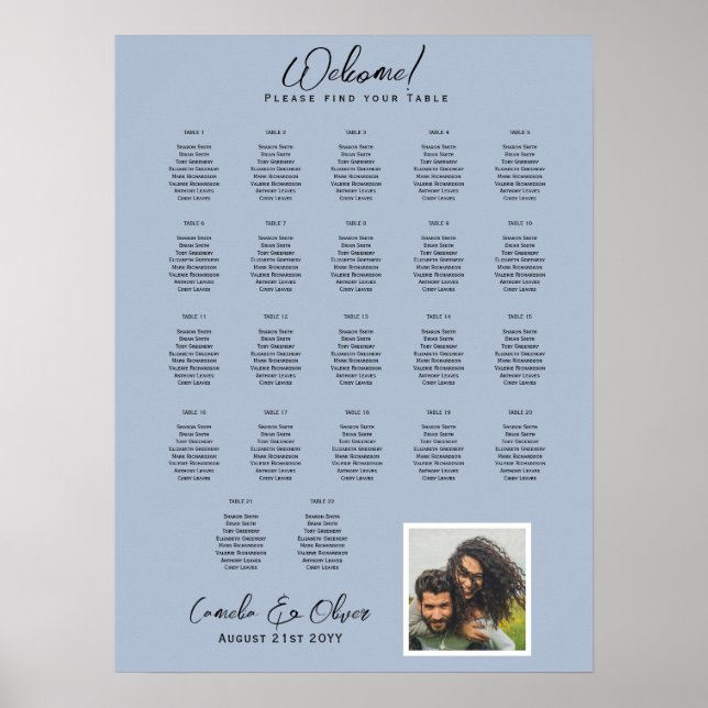 22 Table Dusty Blue PHOTO SEATING Chart (Front)
