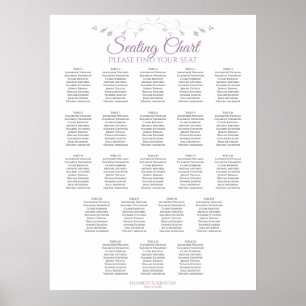 22 Table Elegant Lavender Wedding Seating Chart