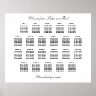 22 Table Elegant Minimalist Seating Chart