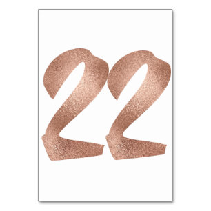 22 Table Number White Metallic Pink Rose Gold Table Number