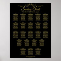 22 Table Simple Gold Black Wedding Seating Chart