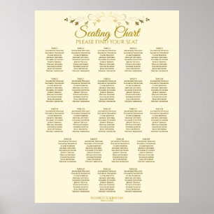 22 Table Simple Gold Cream Wedding Seating Chart