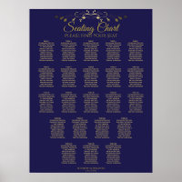 22 Table Simple Gold & Navy Wedding Seating Chart