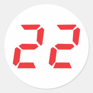 22 twenty-two red alarm clock digital number classic round sticker