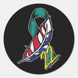 22 Veteran Ptsd Suicide Awareness Us Feather Patri Classic Round Sticker