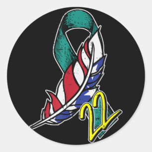 22 Veteran Ptsd Suicide Awareness Us Feather Patri Classic Round Sticker