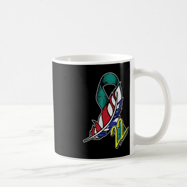 22 Veteran PTSD Suicide Awareness US Feather Patri Coffee Mug (Right)