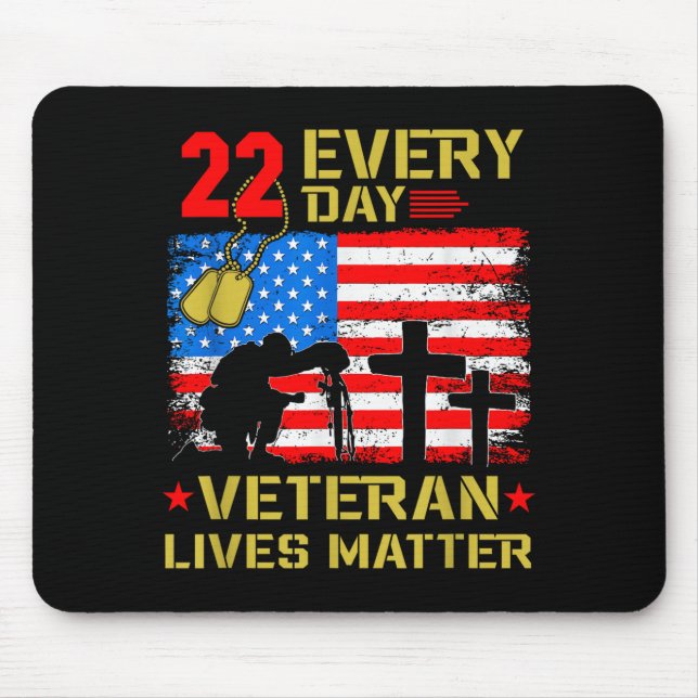 22 Veterans A Day Veteran Suicide Prevention Aware Mouse Mat (Front)