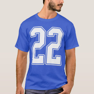 22 White Outline Number 22 Sports Fan Jersey Style T-Shirt