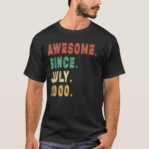 22 Year Old Awesome Since July 2000 22nd Birthday T-Shirt