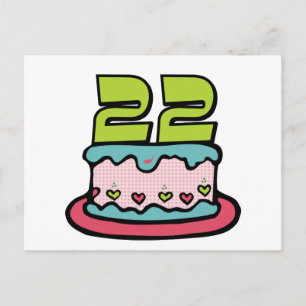22 Year Old Birthday Cake Postcard