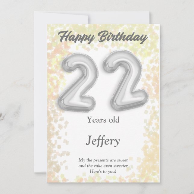 22 year old Happy Birthday card (Front)