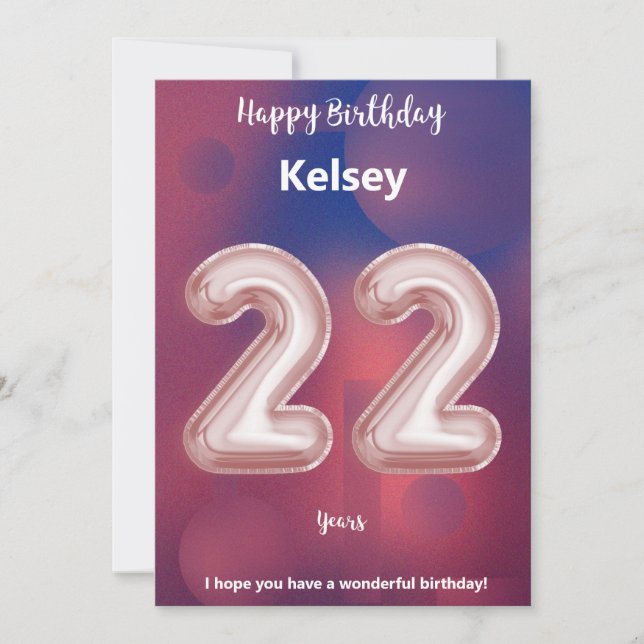 22 year old Happy Birthday card (Front)