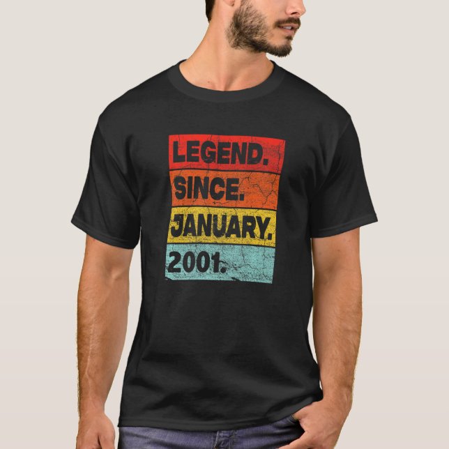 22 Year Old Legend Since January 2001 22nd Birthda T-Shirt (Front)