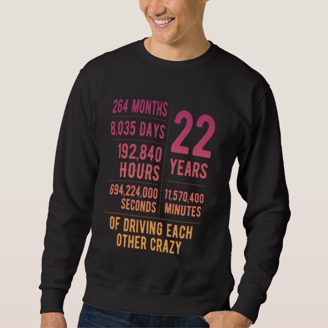 22 Years Married Funny 22nd Wedding Anniversary Sweatshirt (Front)
