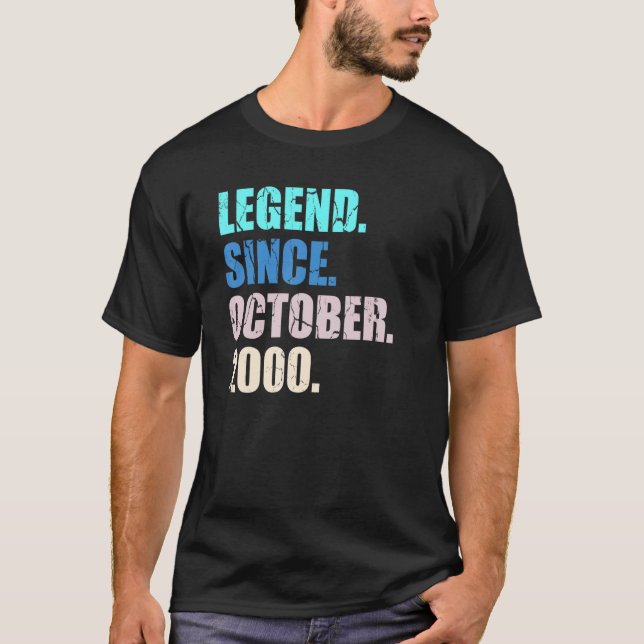 22 Years Old Legend Since October 2000 22th Birthd T-Shirt (Front)