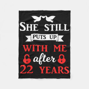 22 Years Wedding Anniversary Family Husband Wife M Fleece Blanket