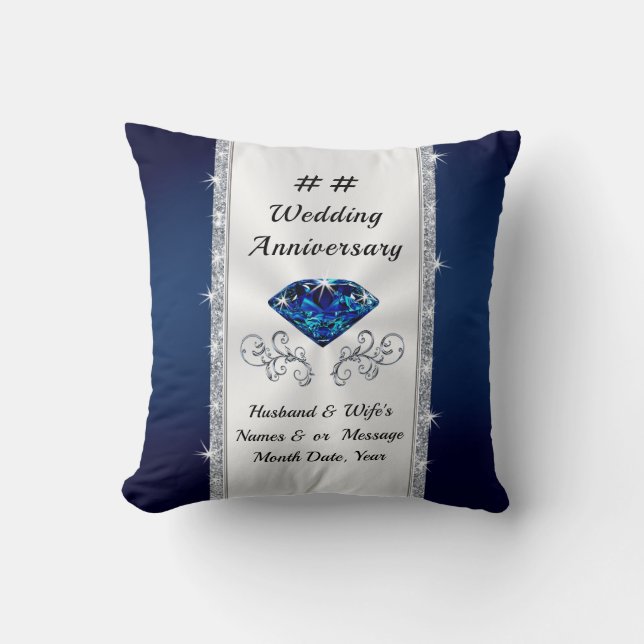 22nd, 16th, 65th or 2nd Wedding Anniversary Gift Cushion (Front)