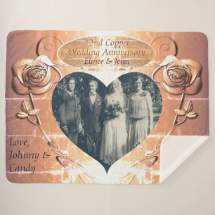 22nd/7th Copper Wedding Anniversary +Photo Sherpa Blanket