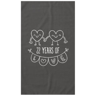 22nd Anniversary Gift Chalk Hearts Tablecloth