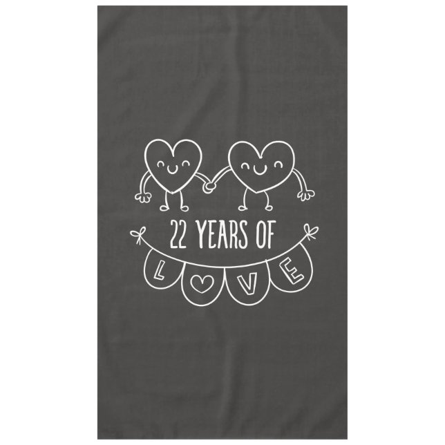 22nd Anniversary Gift Chalk Hearts Tablecloth (Front)