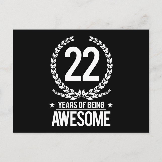 22nd Birthday (22 Years Of Being Awesome) Postcard (Front)