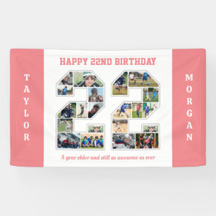 22nd Birthday Anniversary Number 22 Photo Collage Banner