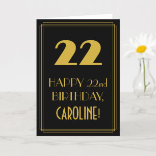 22nd Birthday – Art Deco Inspired Look "22" & Name Card