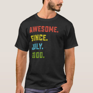 22nd Birthday Awesome Since July 2000 22 Years Ol T-Shirt