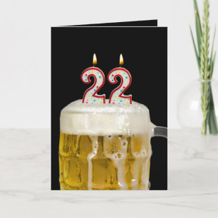 22nd Birthday Beer on black Card