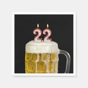 22nd Birthday Beer on black Napkin
