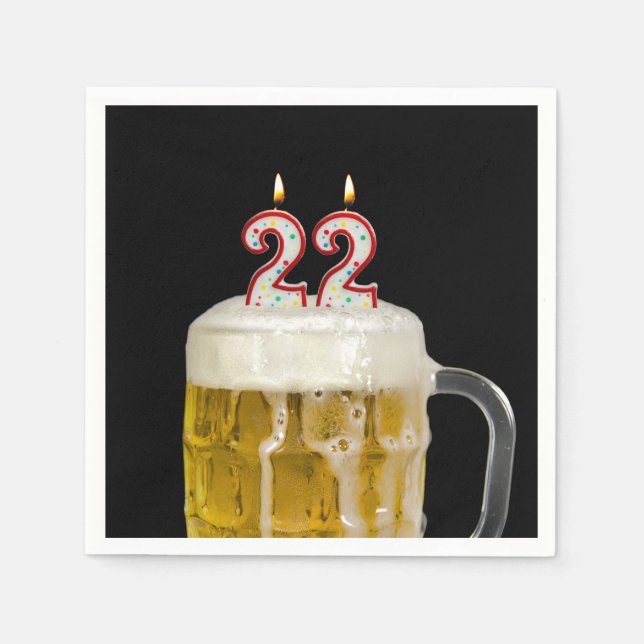 22nd Birthday Beer on black Napkin (Front)