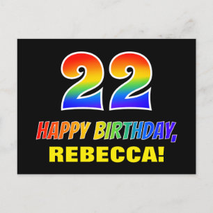 22nd Birthday: Bold, Fun, Simple, Rainbow 22 Postcard