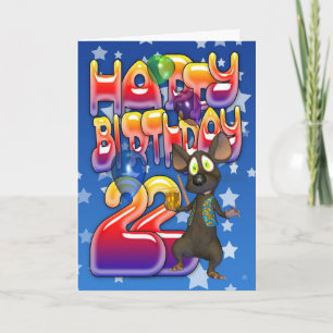22nd Birthday Card, Happy Birthday Card