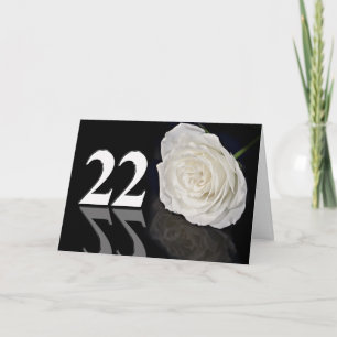 22nd Birthday Card with a classic white rose