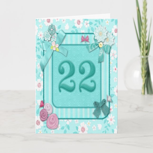 22nd birthday card with flowers (Front)