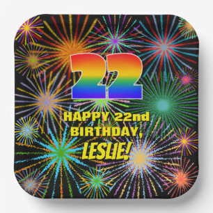 22nd Birthday: Colourful, Fun Celebratory Firework Paper Plate