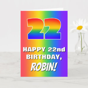 22nd Birthday: Colourful, Fun Rainbow Pattern # 22 Card