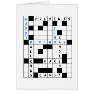 22nd Birthday, Crossword Puzzle Birthday Card