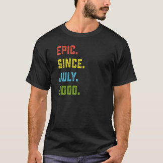 22nd Birthday  Epic Since July 2000 22 Years Old T-Shirt