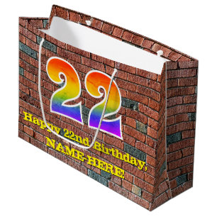 22nd Birthday: Fun, Graffiti-Inspired Rainbow # 22 Large Gift Bag