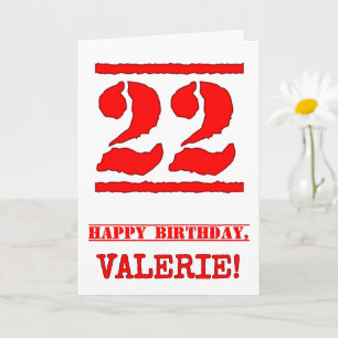 22nd Birthday: Fun, Red Rubber Stamp Inspired Look Card