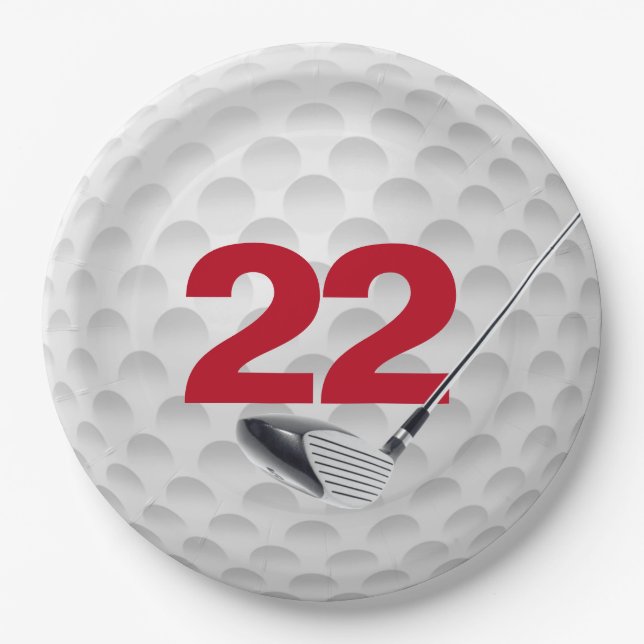 22nd Birthday Golf Ball Design Paper Plate (Front)