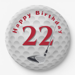 22nd Birthday Golf Ball Design Paper Plate
