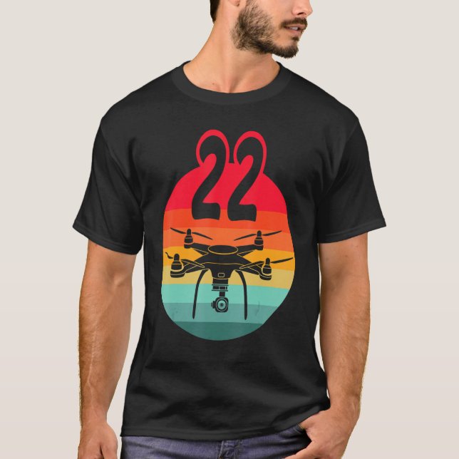 22nd Birthday I Retro Remote Control Drones With C T-Shirt (Front)