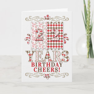 22nd Birthday in Sage Green and Red Botanical Card