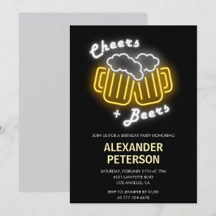 22nd birthday invitation Cheers and Beers Men Neon